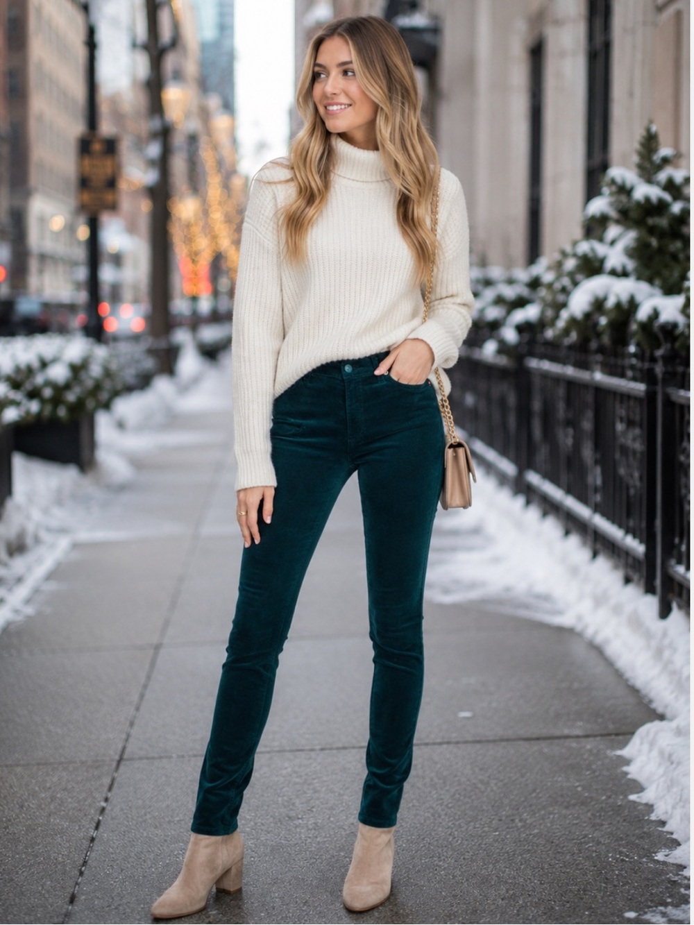 NWT 7 For All Mankind Women’s High Rise Velvet Skinny Holiday Christmas Winter